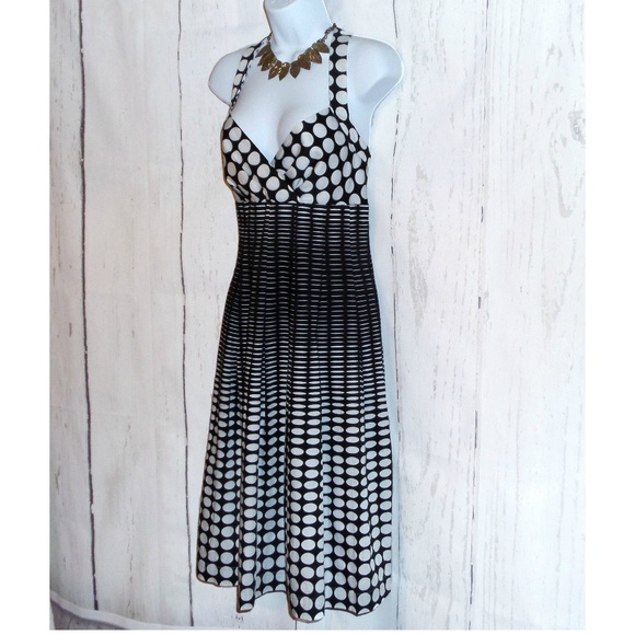 NWOT Calvin Klein Polka Dot Pleated Dress - Picture 5 of 8